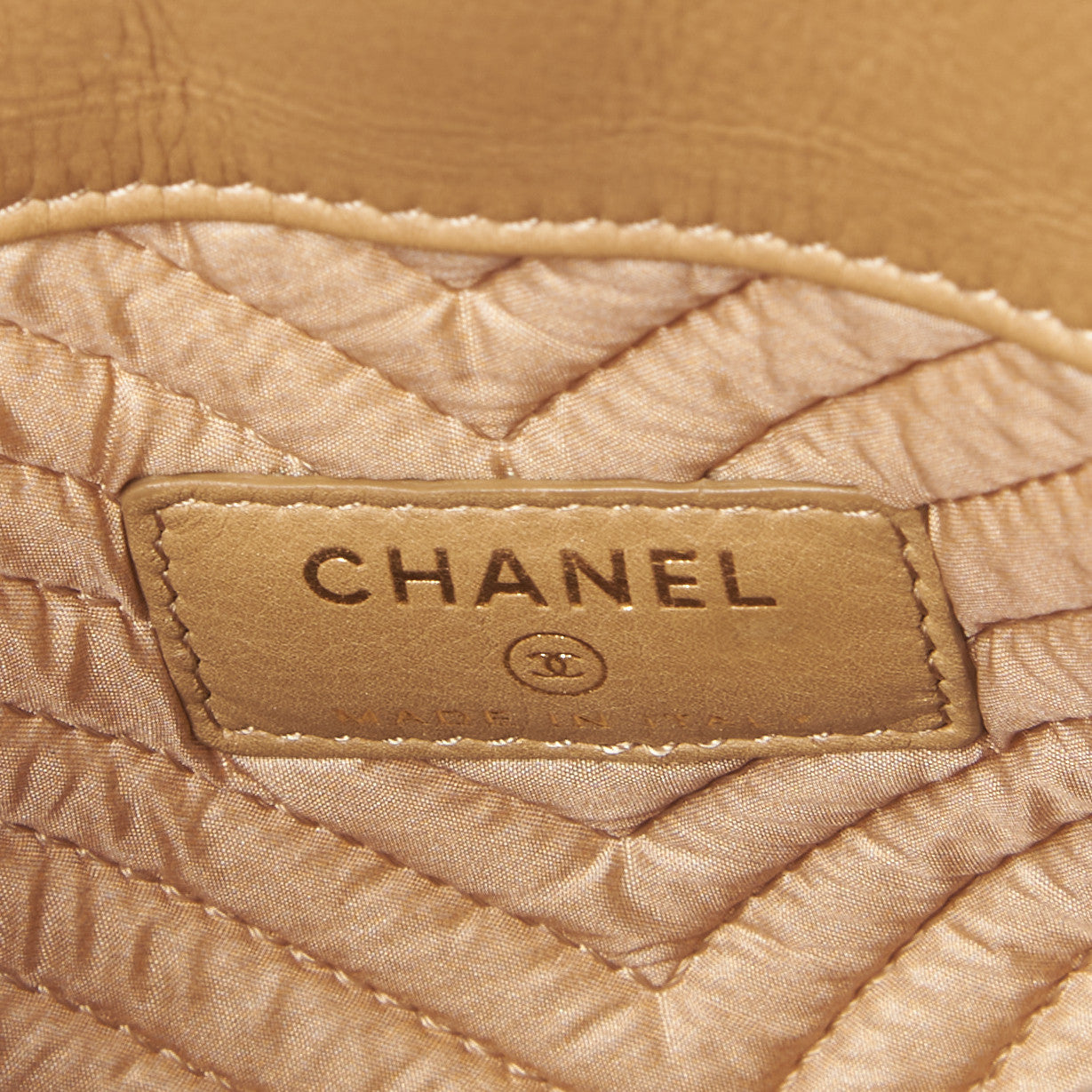 Chanel Aged Calfskin Chevron Boy Cosmetic Pouch Beige 8 of 9