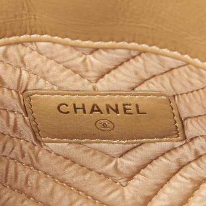 Chanel Aged Calfskin Chevron Boy Cosmetic Pouch Beige 8 of 9
