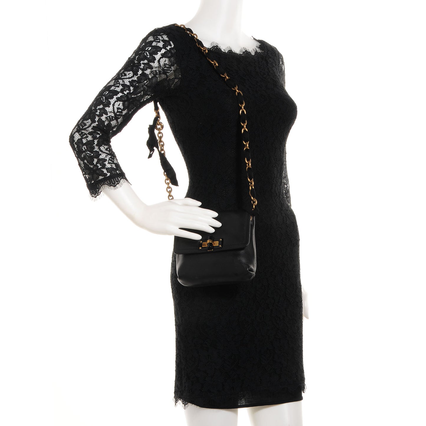 Leather Happy Mini Pop Crossbody Black