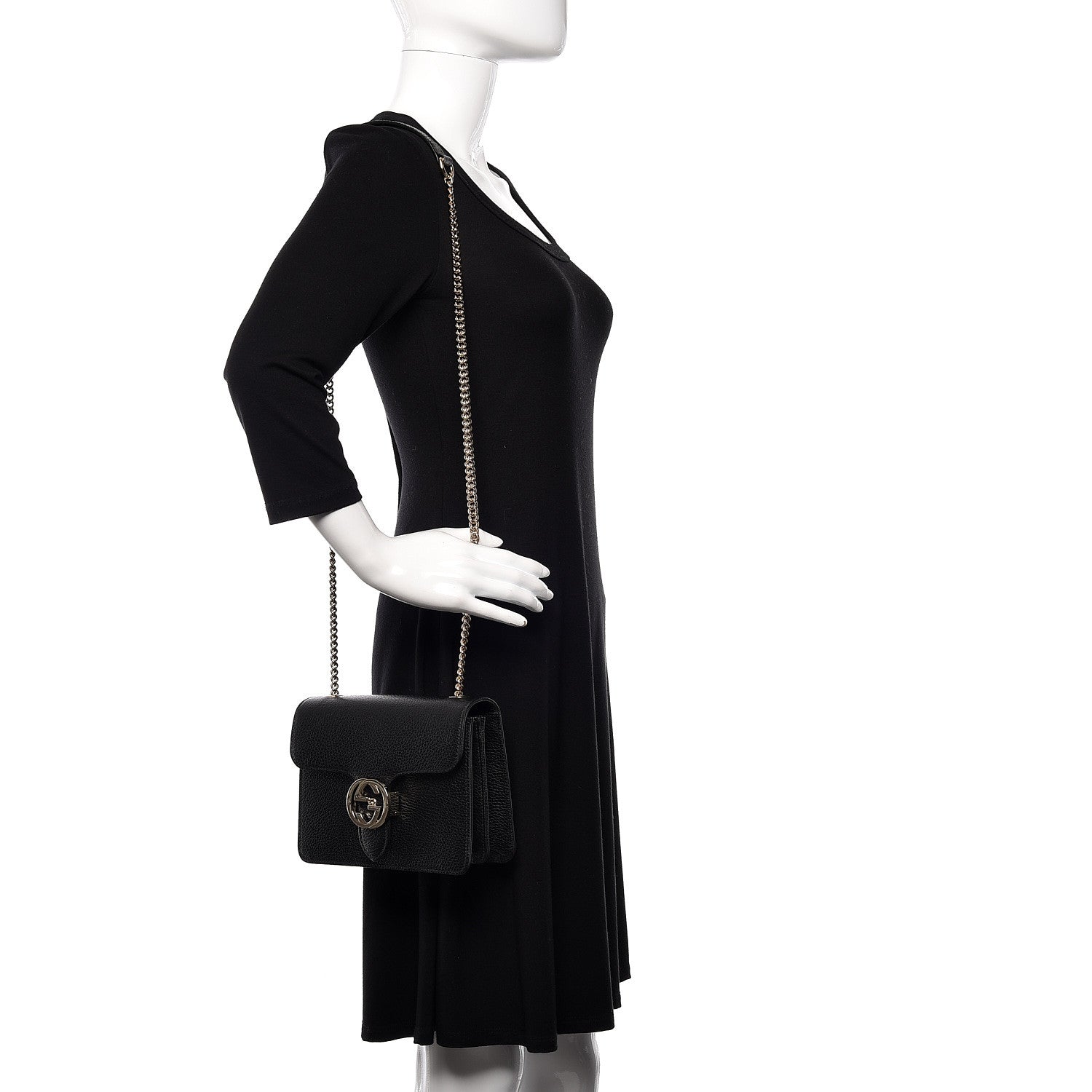 Gucci Dollar Calfskin Small Interlocking G Shoulder Bag Black 2 of 10