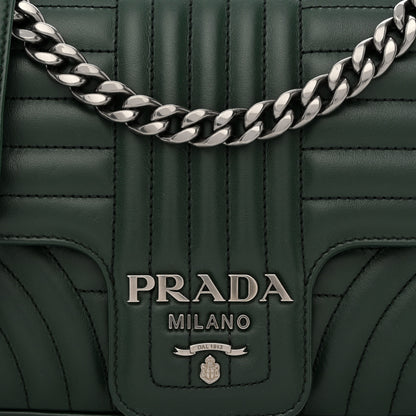 Prada Soft Calfskin Impunture Diagramme Medium Chain Flap Shoulder Bag Smeraldo 8 of 12