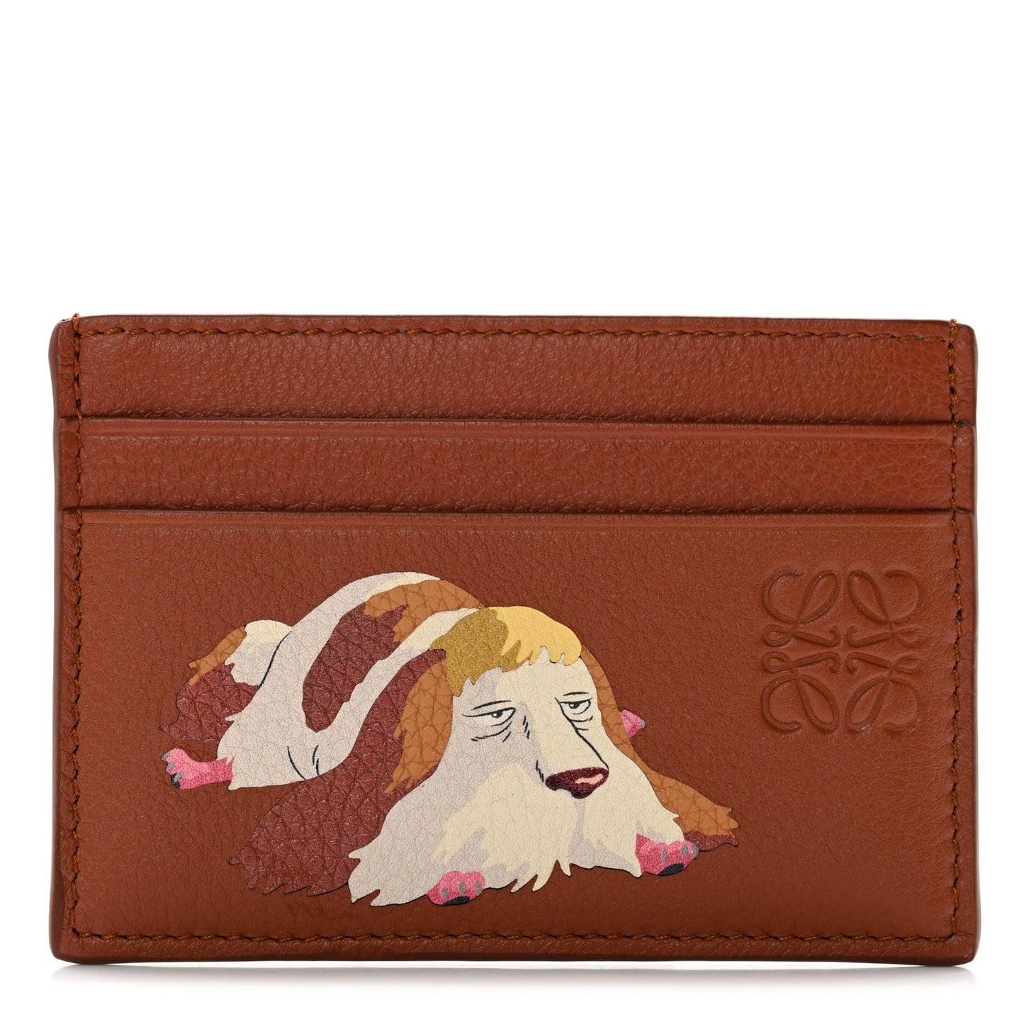X HOWL'S MOVING CASTLE Calfskin Heen Dice Card Holder Tan