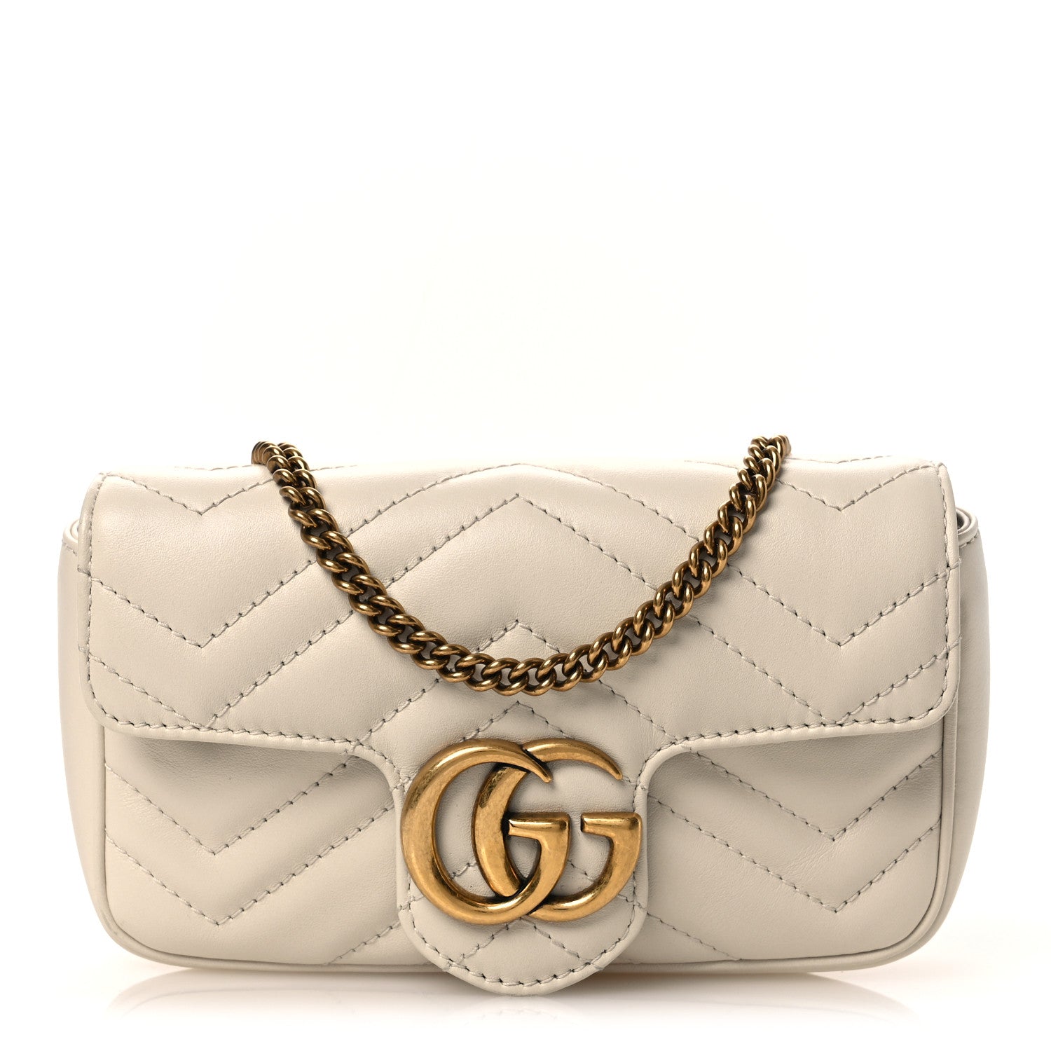 Gucci Calfskin Matelasse Super Mini GG Marmont Shoulder Bag White 1 of 13