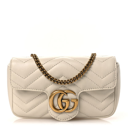 Gucci Calfskin Matelasse Super Mini GG Marmont Shoulder Bag White 1 of 13