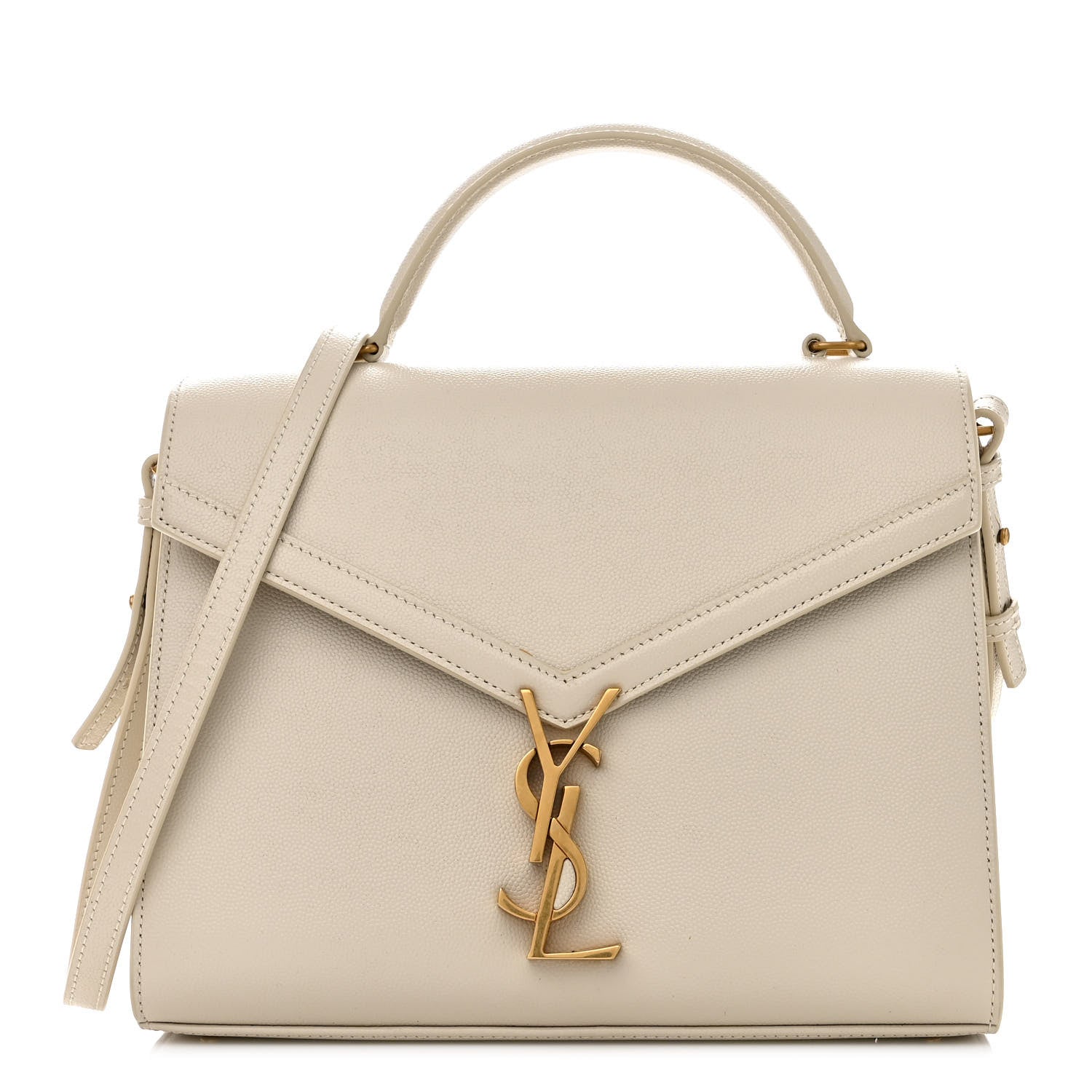 Saint Laurent Grain de Poudre Medium Classic Monogram Cassandra Top Handle Crema Soft Rouge Legion 1 of 10
