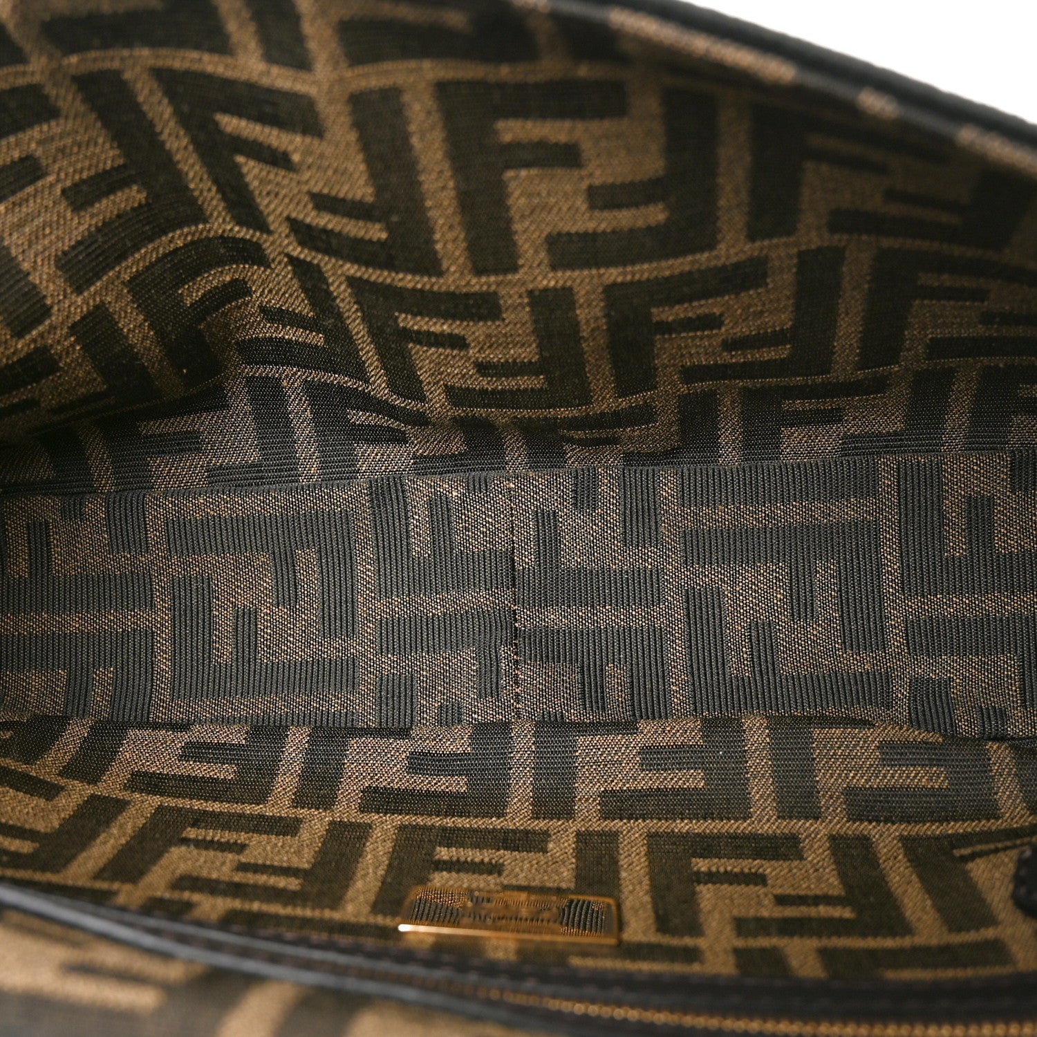 Fendi Fabric Jacquard FF 1974 Medium Baguette Tobacco Moro Black 5 of 11