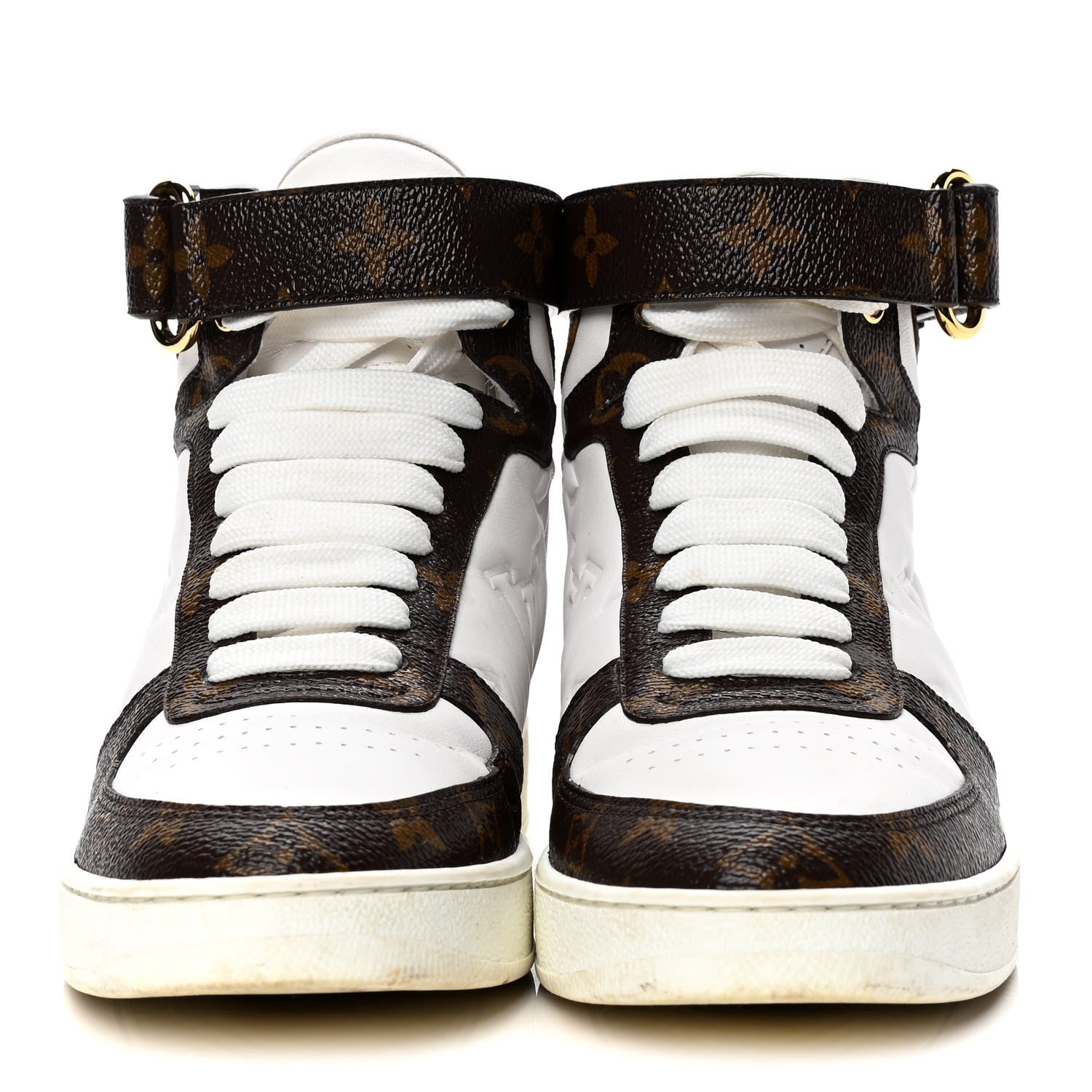 Louis Vuitton Calfskin Monogram Rivoli High Top Sneakers 36.5 White 2 of 4