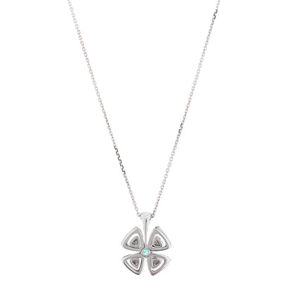 Bulgari 18K White Gold Diamond Emerald Fiorever Pendant Necklace 3 of 6
