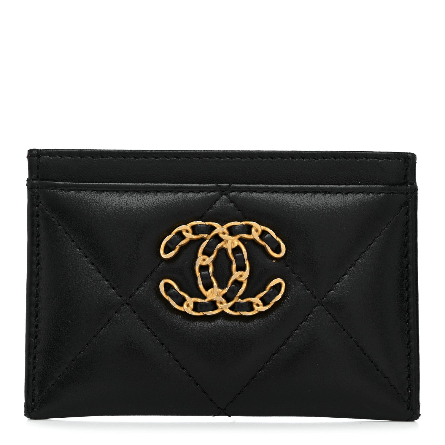 Chanel Lambskin Quilted Chanel 19 Card Holder Black 1 of 9