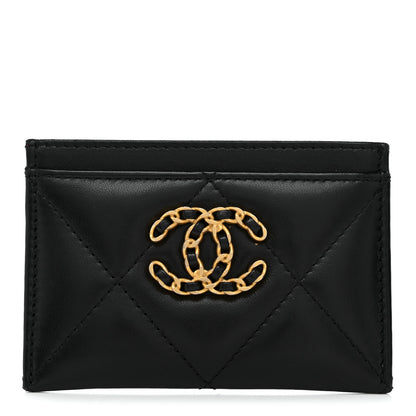 Chanel Lambskin Quilted Chanel 19 Card Holder Black 1 of 9