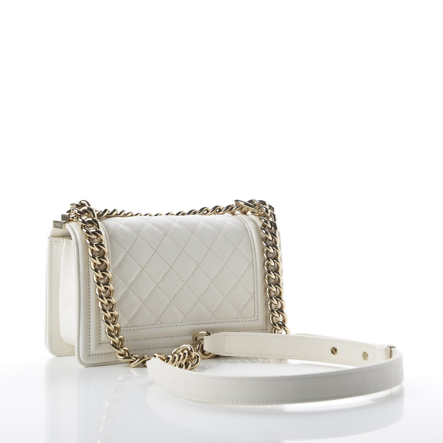 Chanel Caviar Quilted Small Boy Flap White 3 of 11