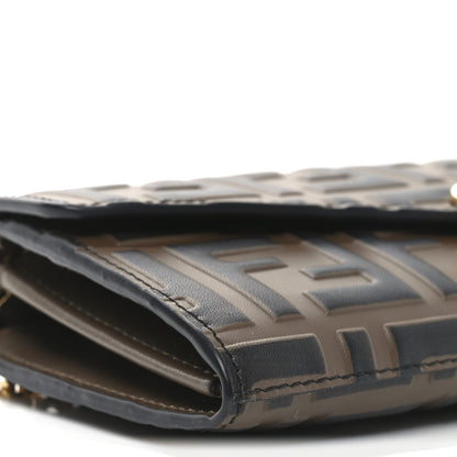 Fendi Vitello Soft F is Fendi Bi-Color FF 1974 Embossed Continental Envelope Wallet On Chain Maya Black 9 of 10