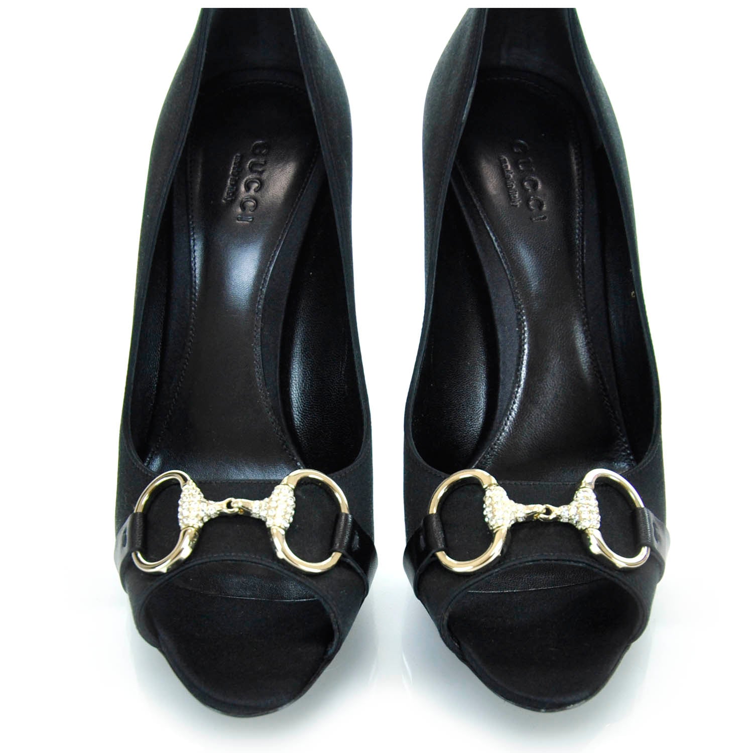 Gucci Satin Crystal Horsebit Hollywood Pumps 6.5 Black 7 of 7