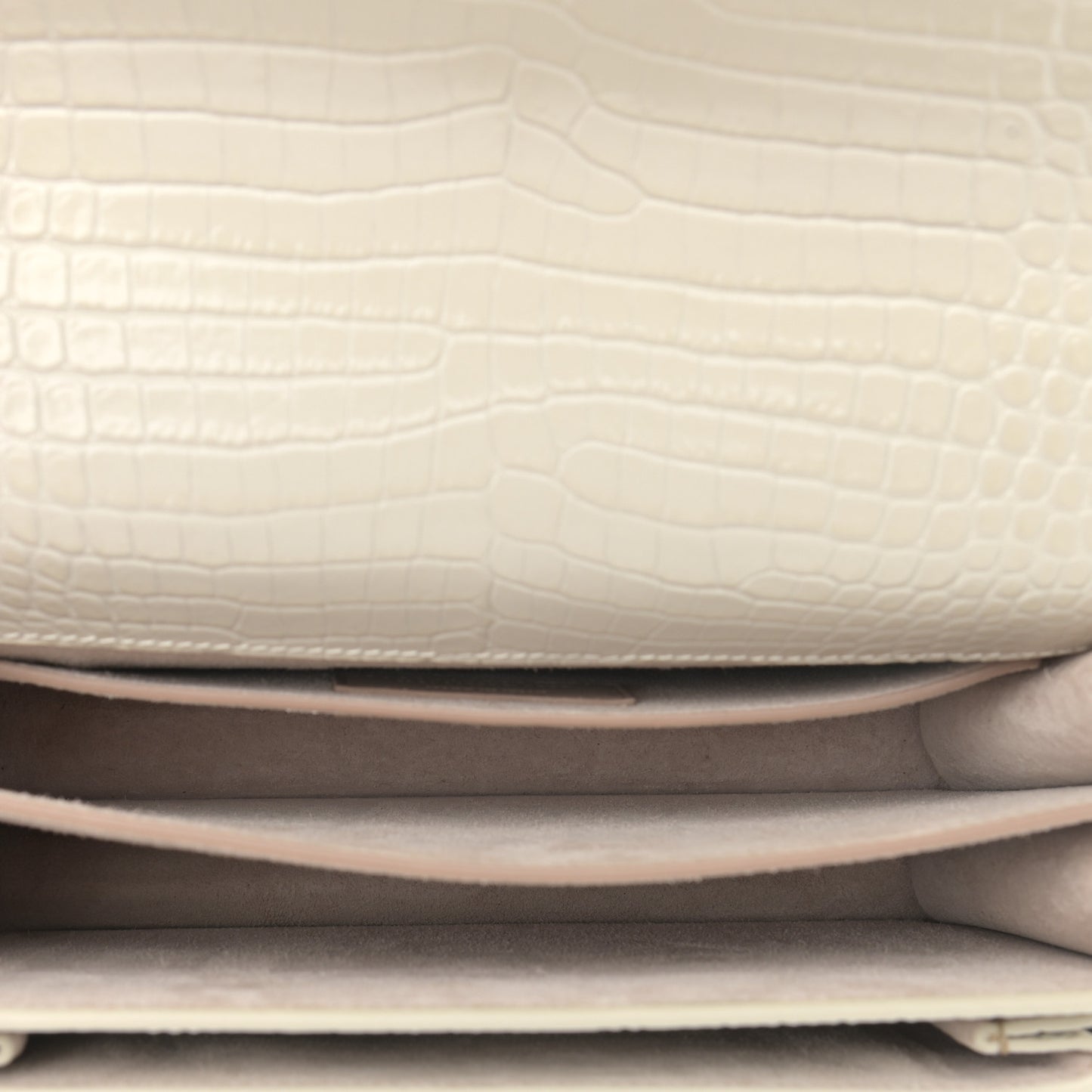 Calfskin Crocodile Embossed Medium Monogram Sunset Blanc Vintage