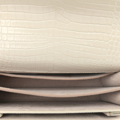 Saint Laurent Calfskin Crocodile Embossed Medium Monogram Sunset Blanc Vintage 5 of 15