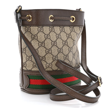 Gucci GG Supreme Monogram Web Mini Ophidia Bucket Bag Brown 3 of 10