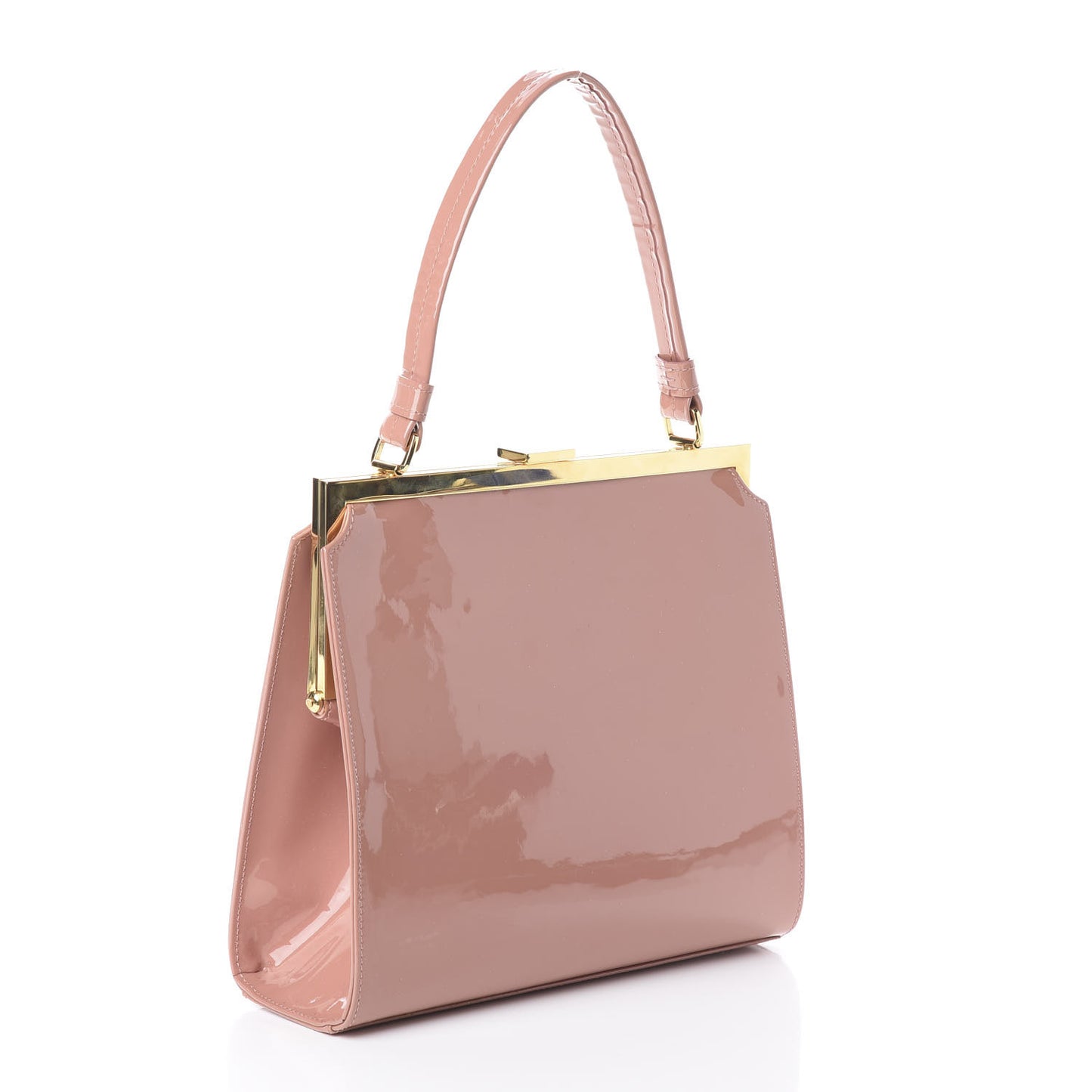 Patent Calfskin Elegant Top Handle Bag Blush
