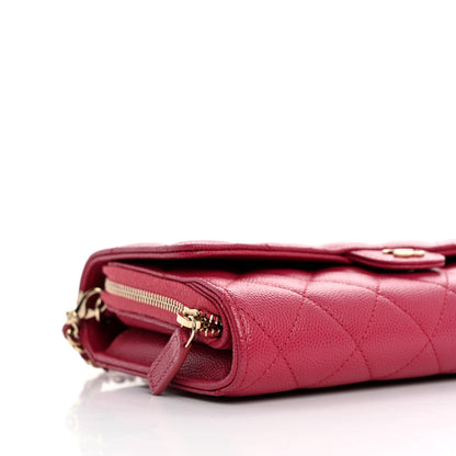 Chanel Caviar Quilted Phone Holder Wallet on Removable Chain Dark Pink 11 of 17