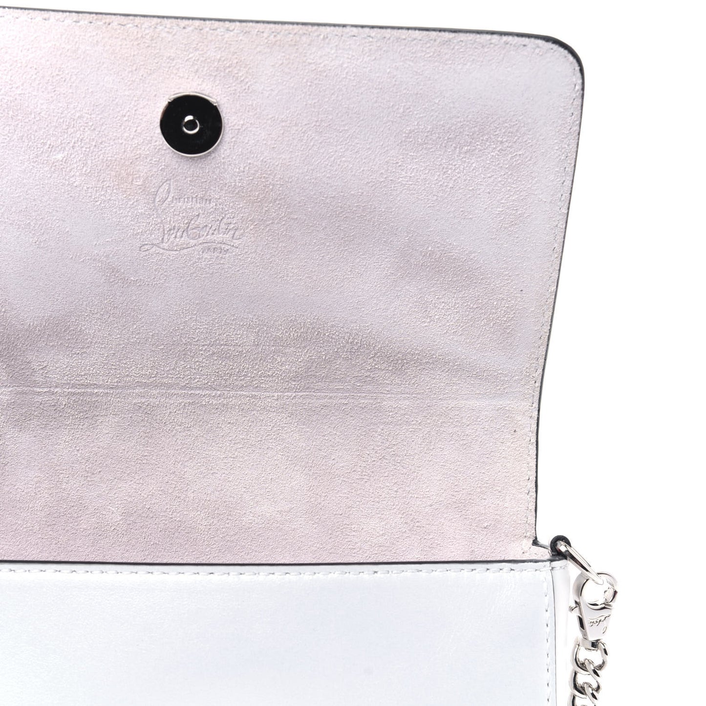 Metallic Calfskin Spiked Zoompouch Crossbody Snow Silver