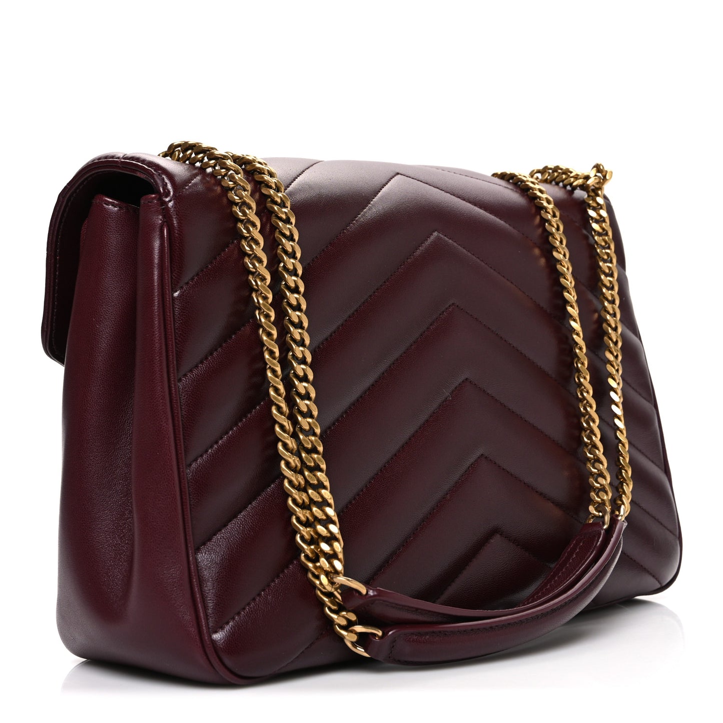 Lambskin Chevron Quilted Large Loulou Rouge Cabernet