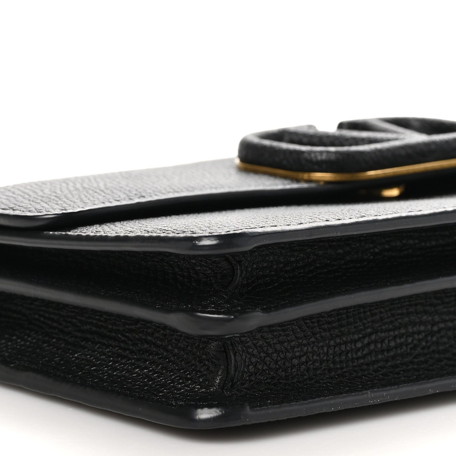 Valentino Garavani Grainy Calfskin Vlogo Wallet On Chain Black 9 of 10