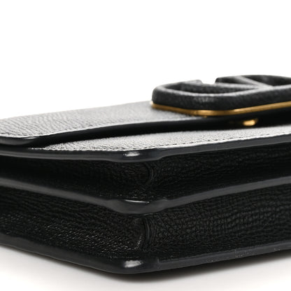 Valentino Garavani Grainy Calfskin Vlogo Wallet On Chain Black 9 of 10