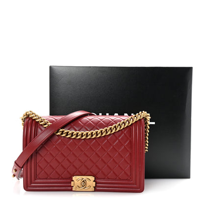 Chanel Lambskin Quilted New Medium Boy Flap Dark Red 10 of 10