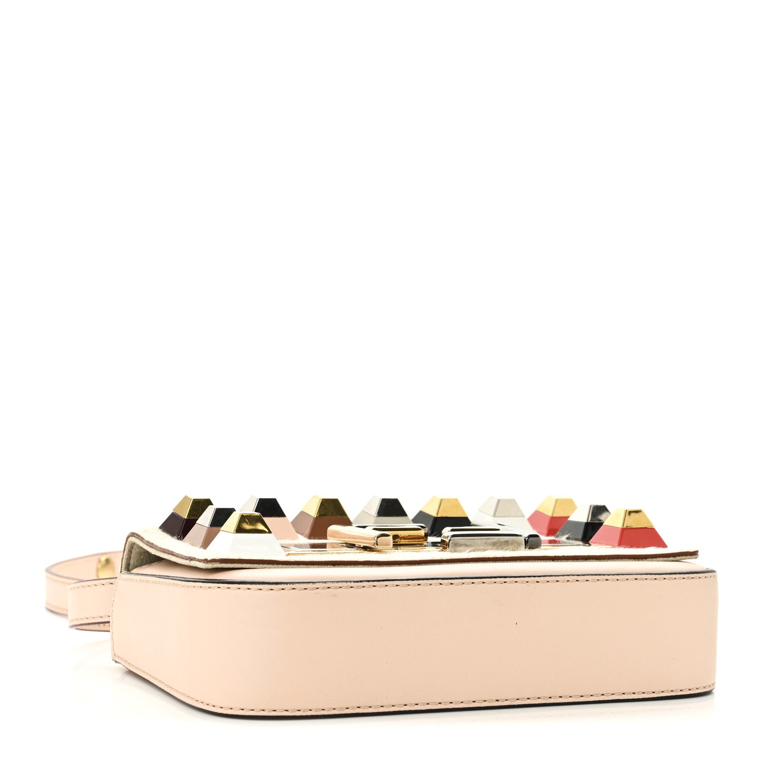 Fendi Vitello Dolce Calf Hair Studded Mini 3Baguette Shoulder Bag Light Pink 4 of 11