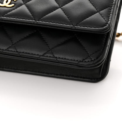 Chanel Lambskin Quilted Wallet On Chain WOC Black 12 of 15