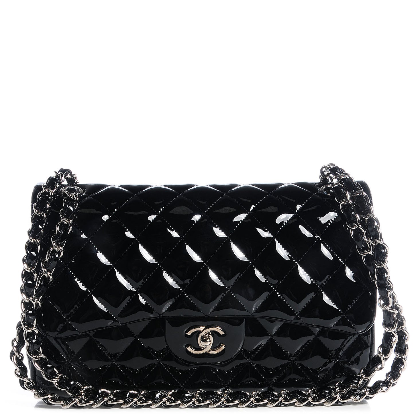 Patent Jumbo Double Flap Black