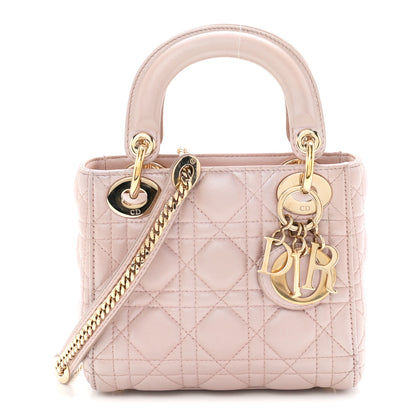 Christian Dior Metallic Lambskin Cannage Mini Lady Dior Lotus 1 of 10
