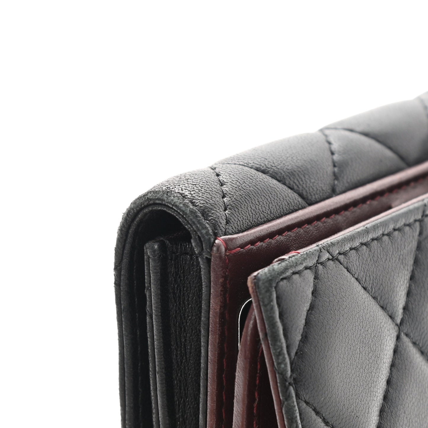 Lambskin Quilted Long Flap Wallet Black
