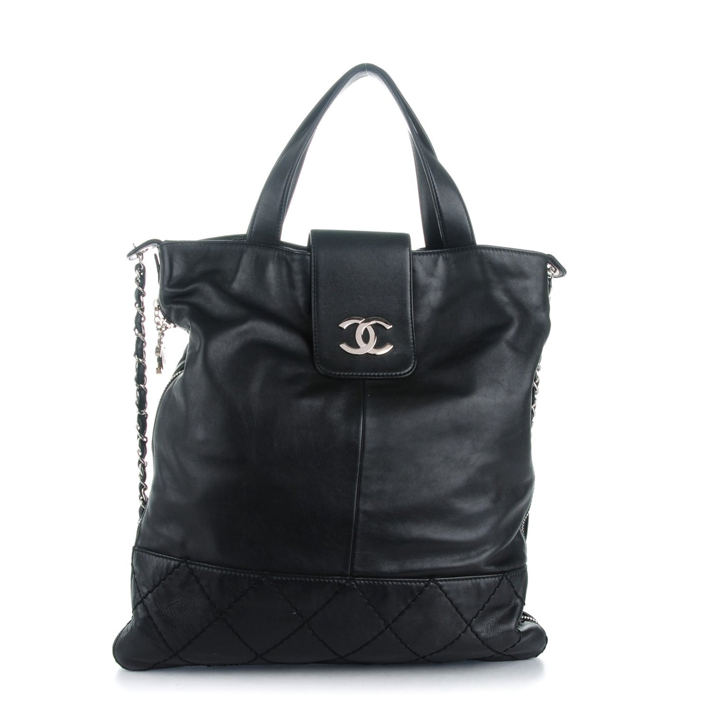 Calfskin Large Expandable Messenger Black