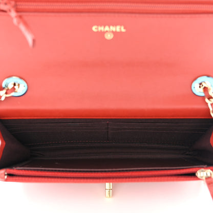 Chanel Lambskin Quilted Trendy CC Wallet On Chain WOC Red 6 of 15