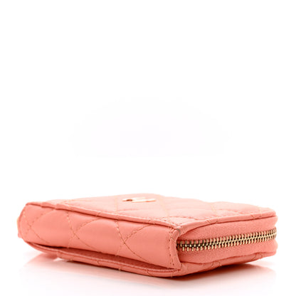 Chanel Lambskin Quilted Zip Card Holder Light Orange 4 of 10