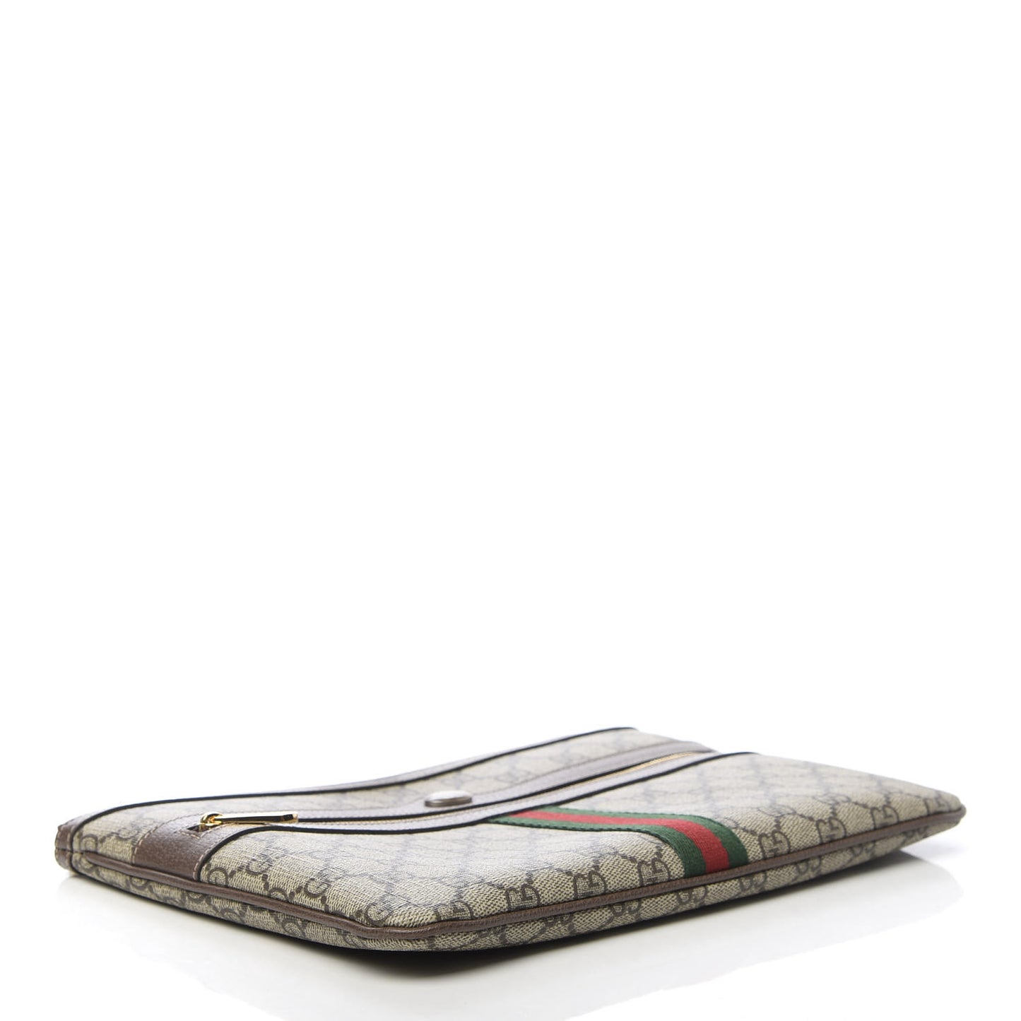 GG Supreme Monogram Large Ophidia Pouch Clutch Brown
