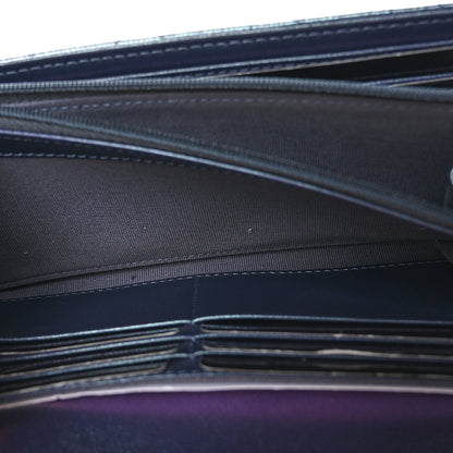 Chanel Iridescent Caviar Quilted Large Gusset Flap Wallet Dark Blue 5 of 11
