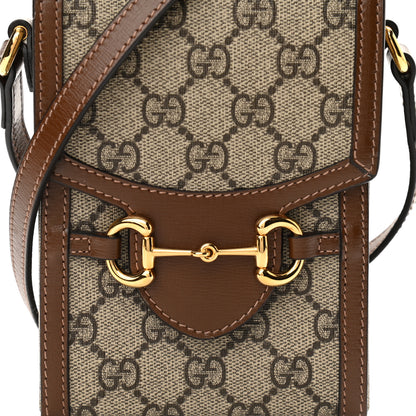 Gucci GG Supreme Monogram Mini Horsebit 1955 Crossbody Bag Beige Brown Sugar 8 of 11