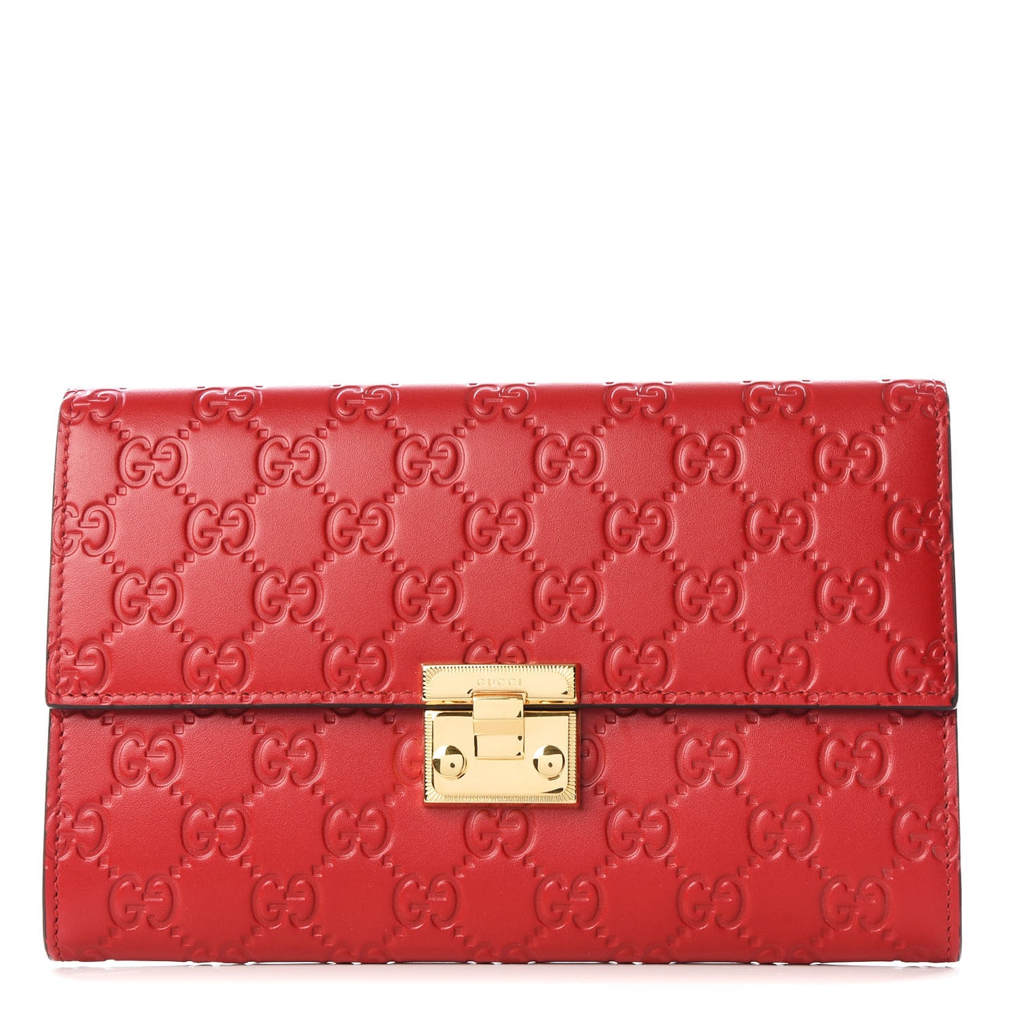 Guccissima Padlock Clutch Hibiscus Red