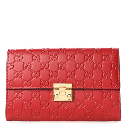 Gucci Guccissima Padlock Clutch Hibiscus Red 1 of 12