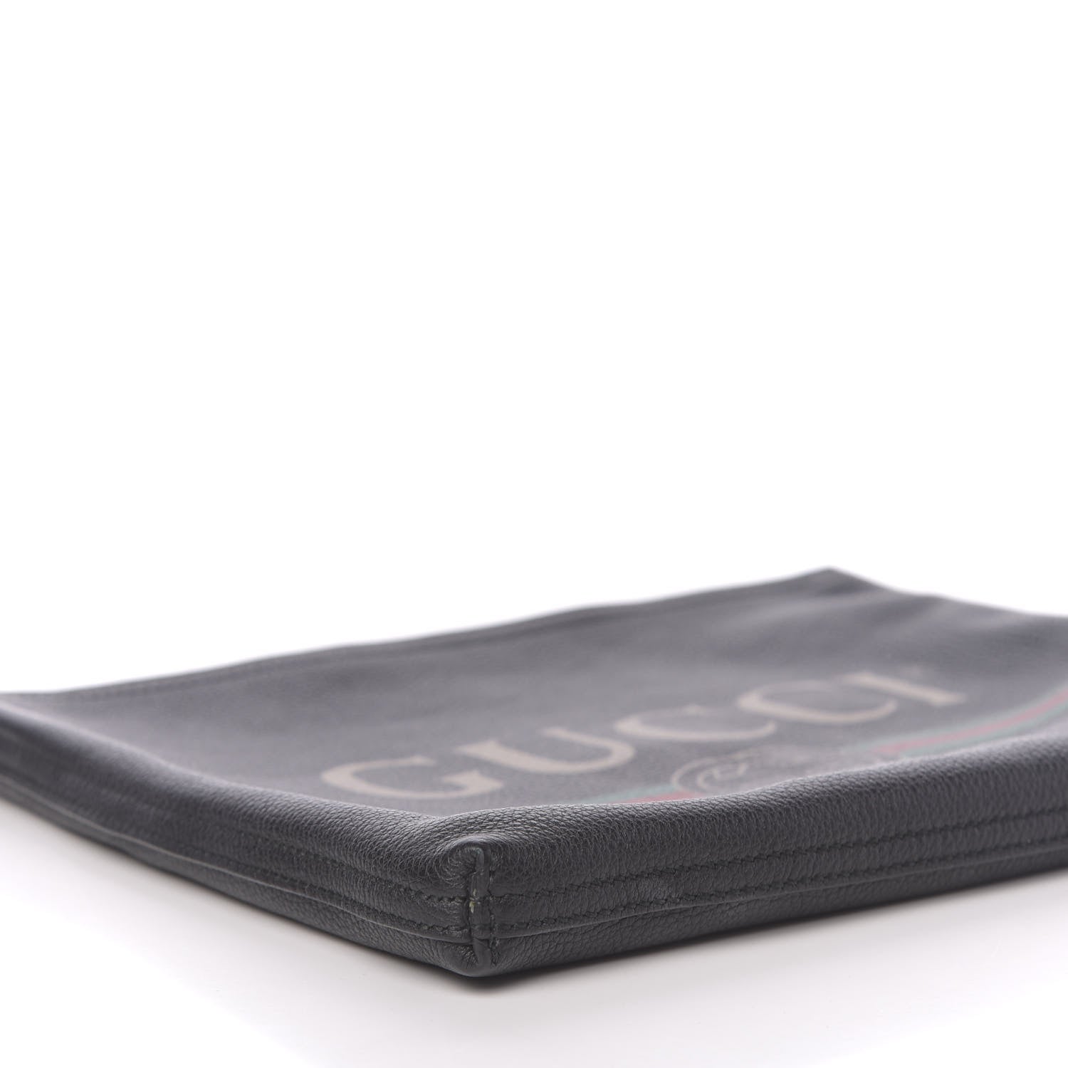 Gucci Pebbled Calfskin Medium Logo Portfolio Clutch Black 8 of 11
