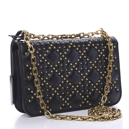 Christian Dior Lambskin Cannage Studded Small Dioraddict Flap Bag Black 2 of 13