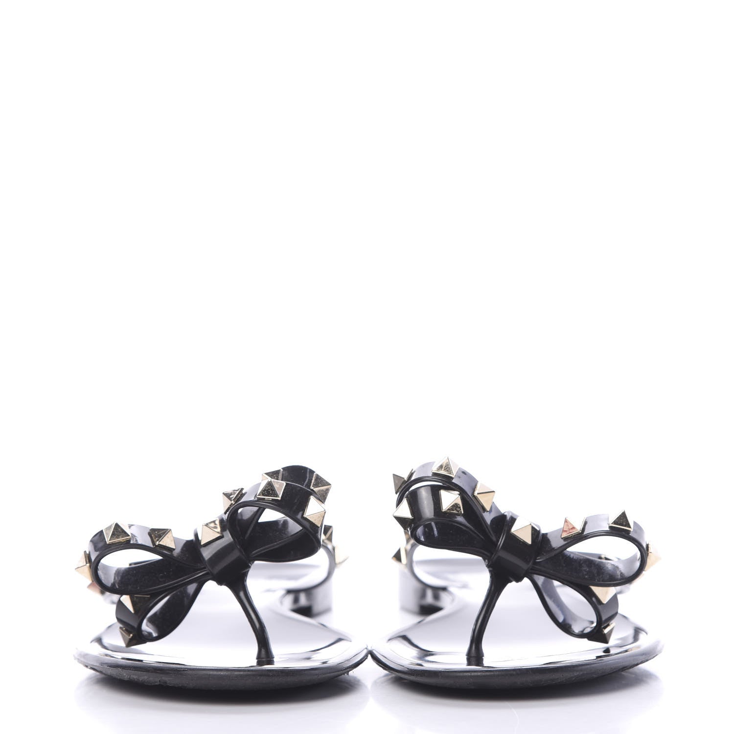 Valentino Garavani PVC Jelly Rockstud Bow Thong Sandals 41 Black 2 of 8