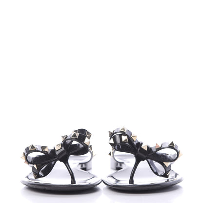 Valentino Garavani PVC Jelly Rockstud Bow Thong Sandals 41 Black 2 of 8