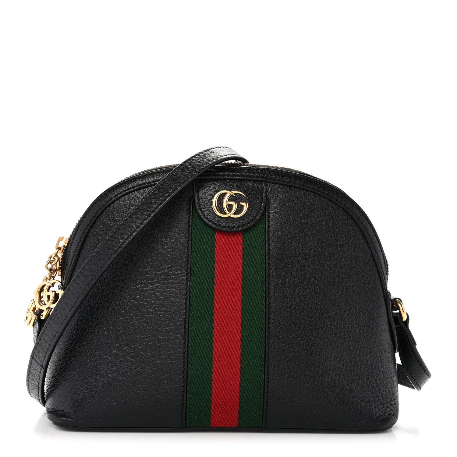 Gucci Calfskin GG Web Small Ophidia Dome Shoulder Bag Black 1 of 12
