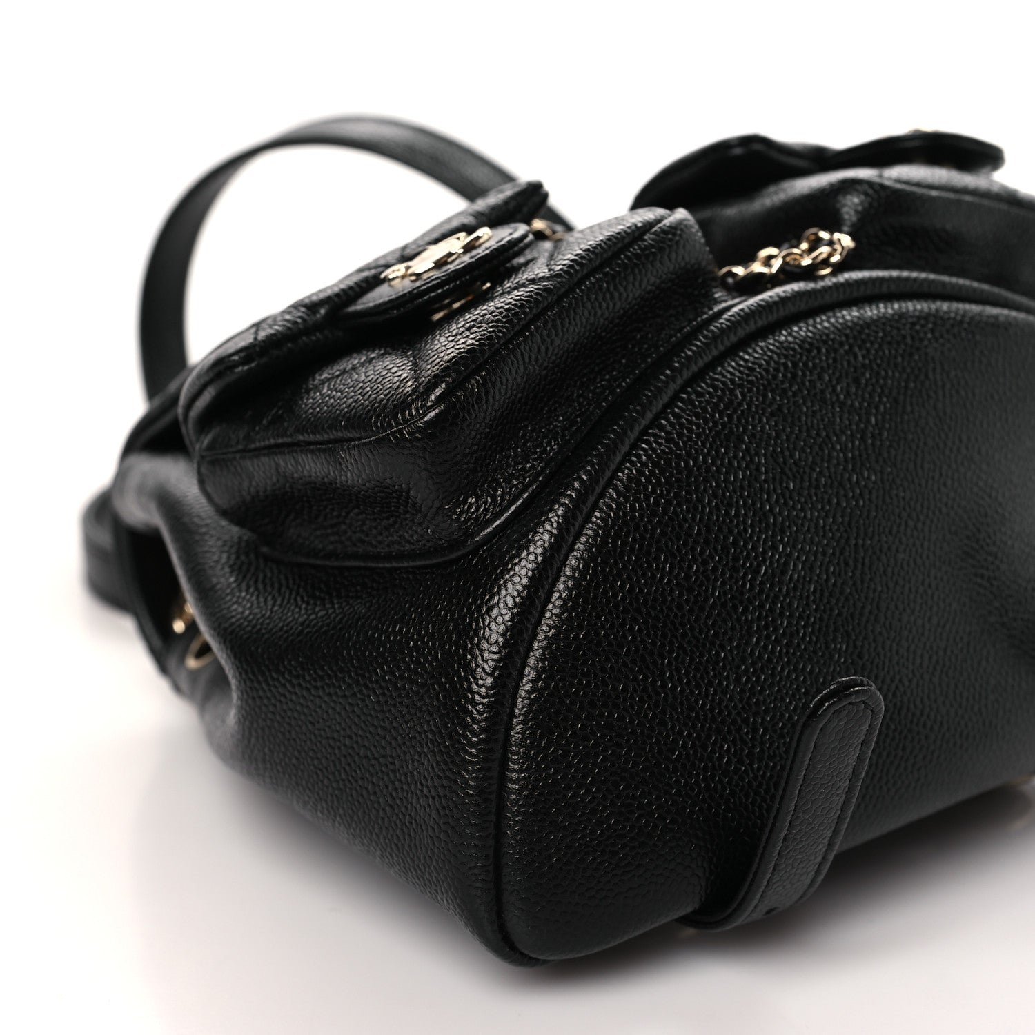 Chanel Shiny Caviar Quilted Small Duma Pockets Drawstring Backpack Black 8 of 10