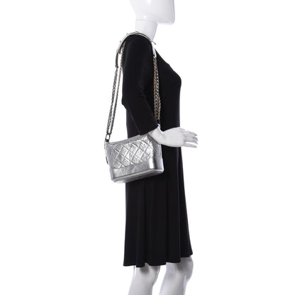 Chanel Metallic Aged Calfskin Quilted Small Gabrielle Hobo Silver 2 of 9