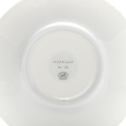Hermes Porcelain Mosaique Au 24 Platine Tea Cup And Saucer Set Of 2 Platinum 7 of 10
