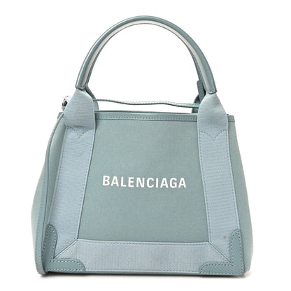 Balenciaga Cotton Canvas Satin Calfskin Navy Cabas XS Blue 1 of 11