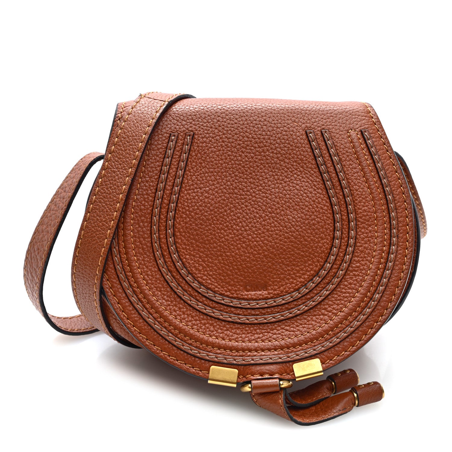 Chloe Calfskin Mini Marcie Round Crossbody Bag Tan 1 of 9